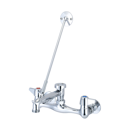 CENTRAL BRASS Two Handle Wallmount Service Sink Faucet, NPT, Wallmount, Chrome, Number of Holes: 2 Hole 0054-U-Q